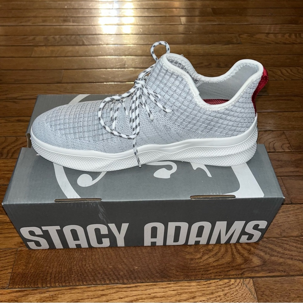 Stacy Adams Vortex Mesh Sporty Sneakers White & Gray Men’s Size 8.5 - Picture 6 of 11